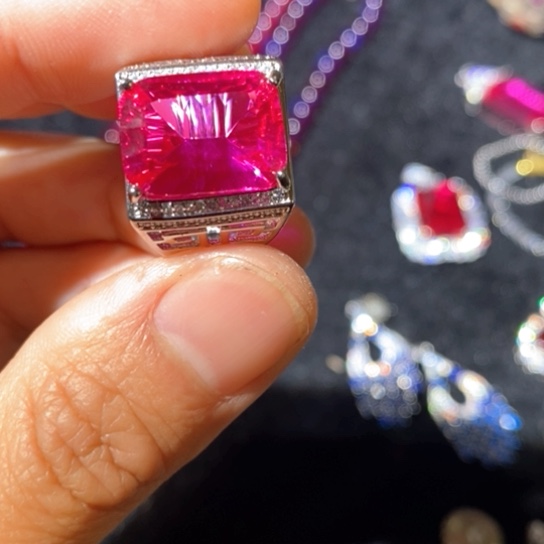 红宝石戒指银S925镶嵌