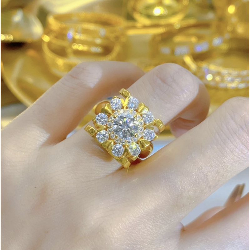 黄金足金999 超闪镶钻星闪耀精美黄金戒指送礼好物推荐