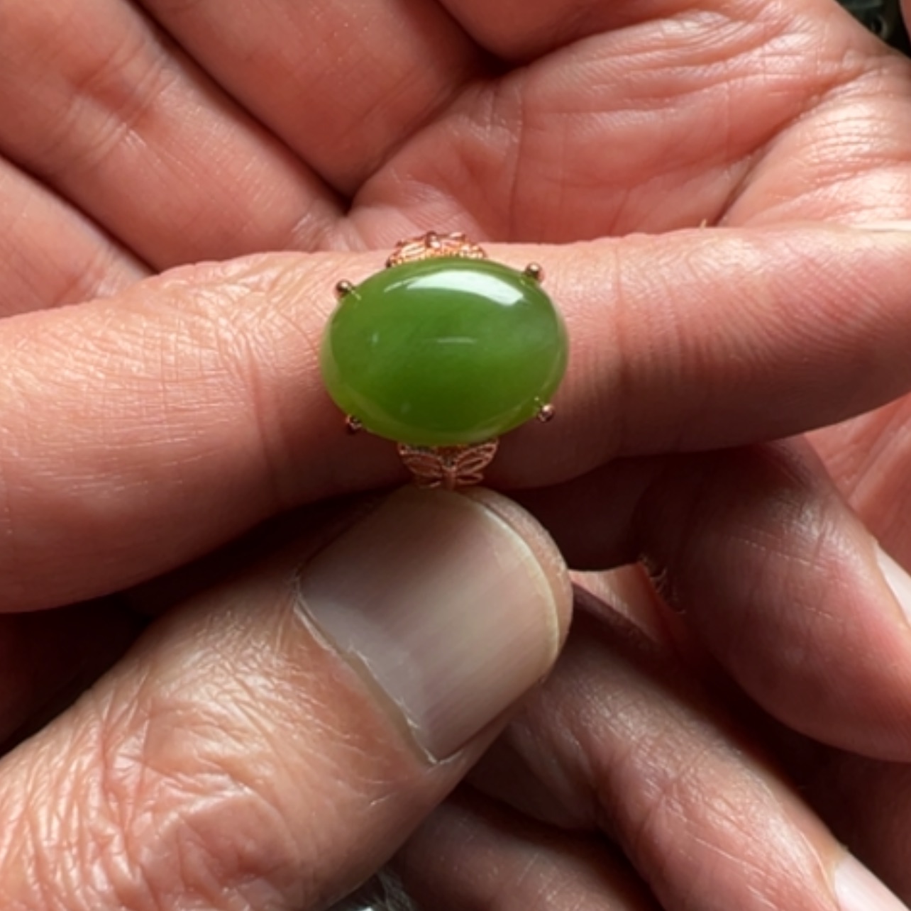 【闪购商品】和田玉（碧玉）戒指银S925镶嵌