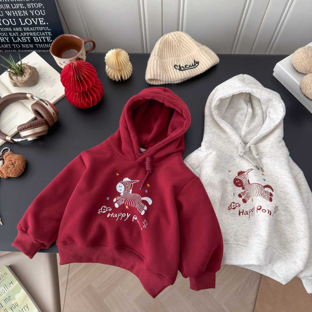 2025冬季卫衣新款加绒加厚时尚印花休闲卡通宽松洋气韩版连帽卫衣