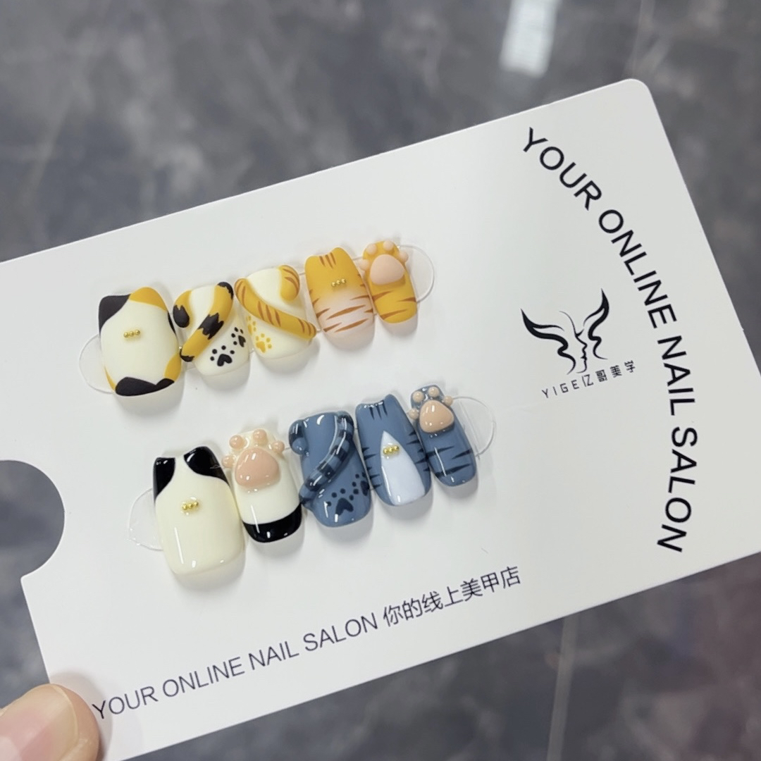 亿哥-【奶芙猫】- 设计师纯手绘重工款雕花异形纯手工穿戴美甲
