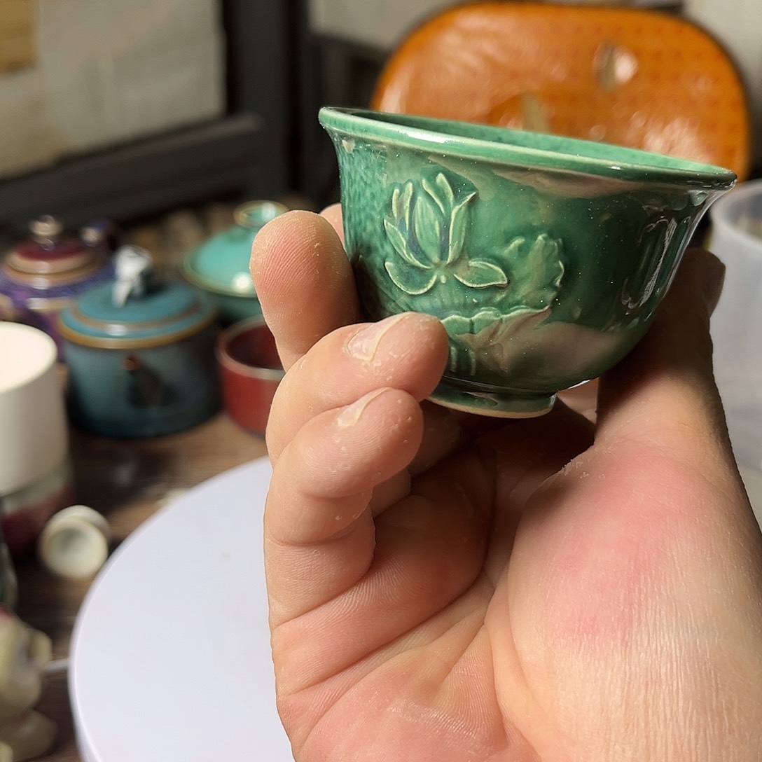 杯子钧瓷压手杯窑变
