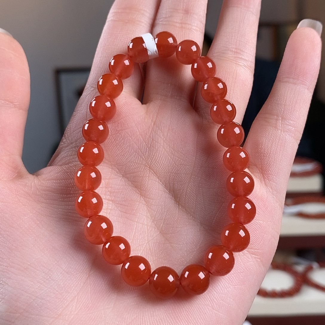南红玛瑙未镶嵌手串原矿特级冰红7.5mm