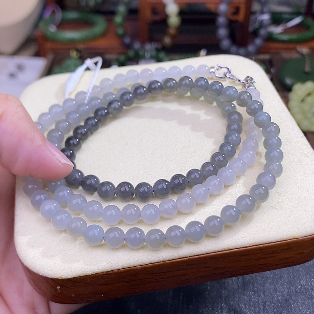 和田玉烟紫清货价约6MM未镶嵌