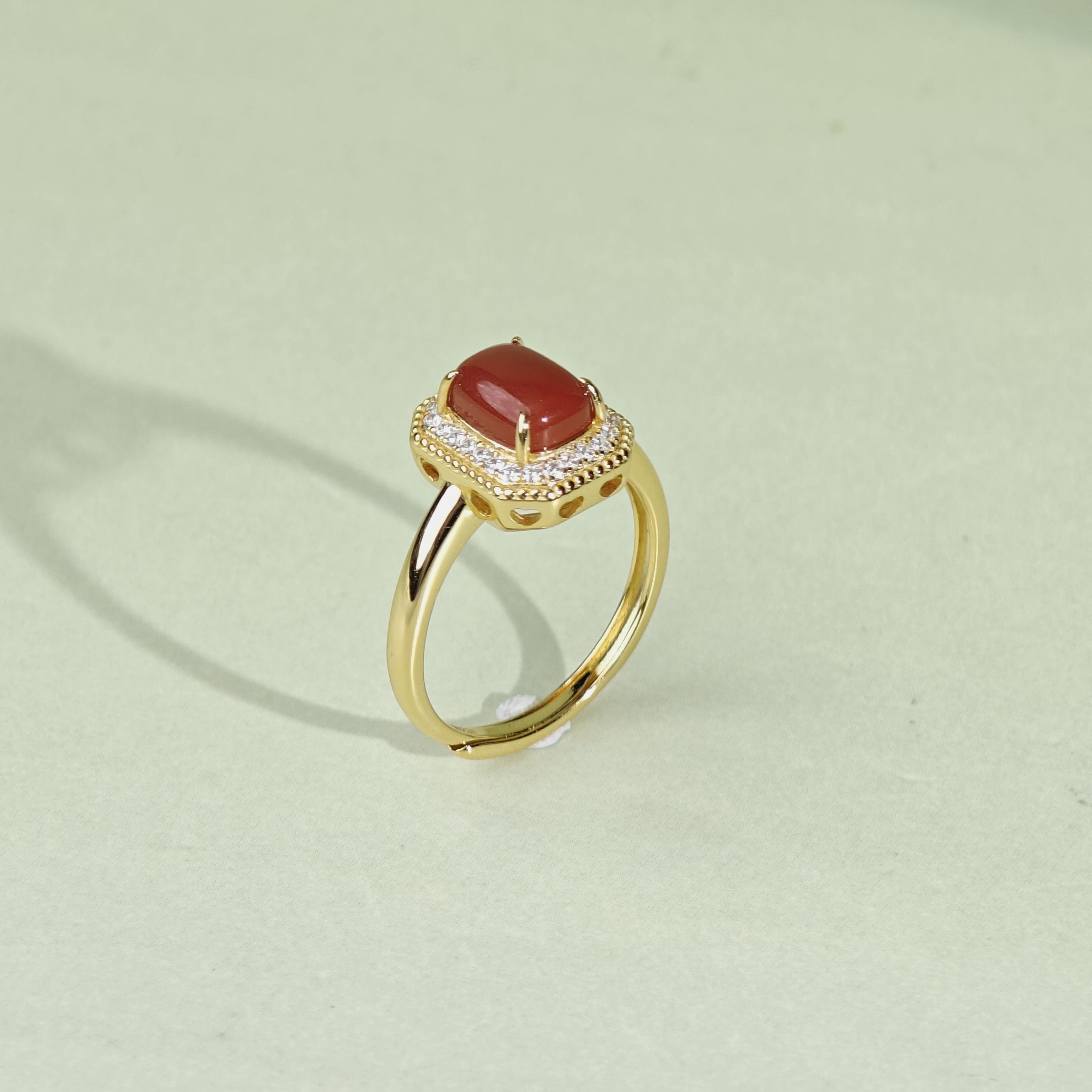 【铭记珠宝】S925银镶南红戒指26-3DM116H210【多样性发一件】约5*7mm