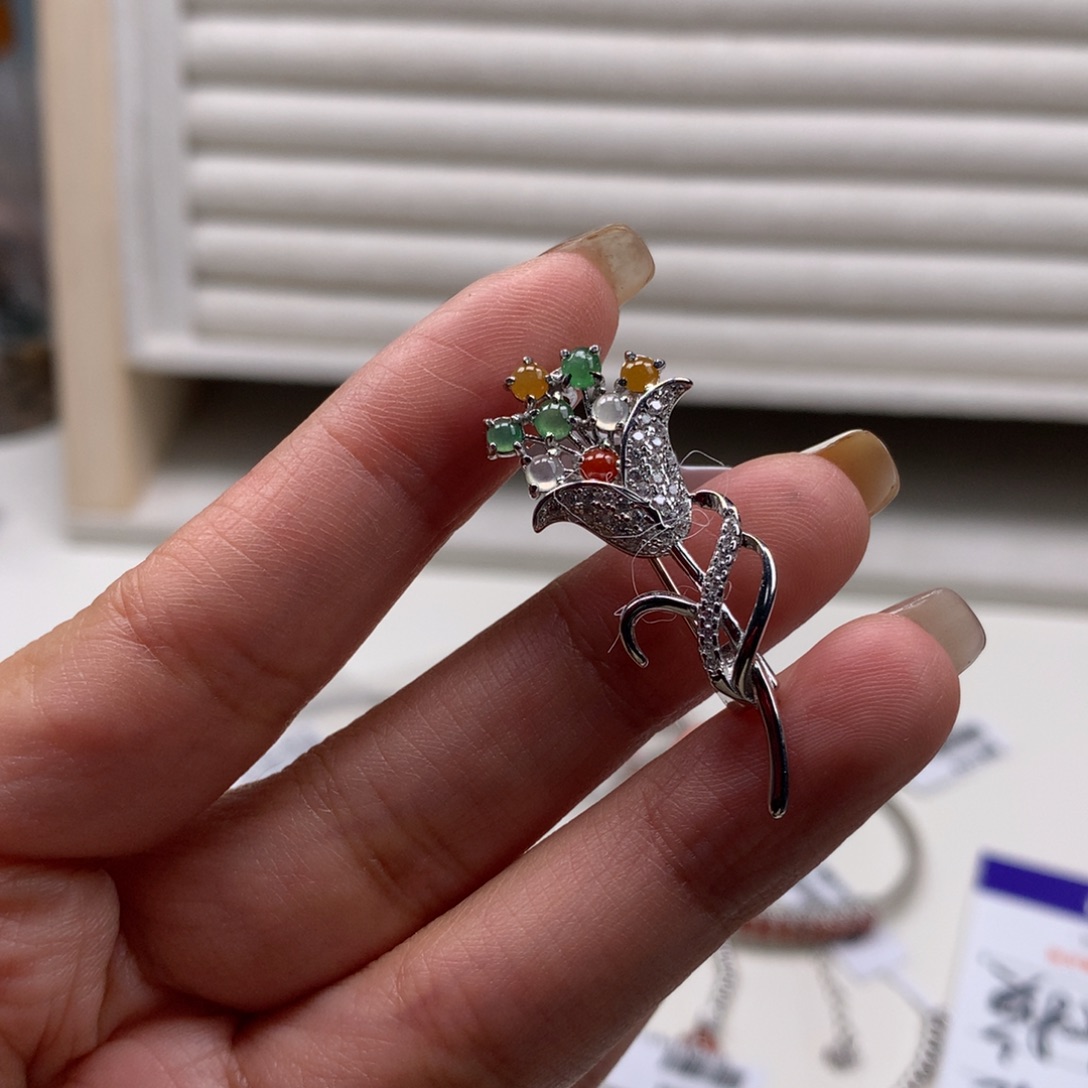 翡翠银S925镶嵌颈饰吊坠