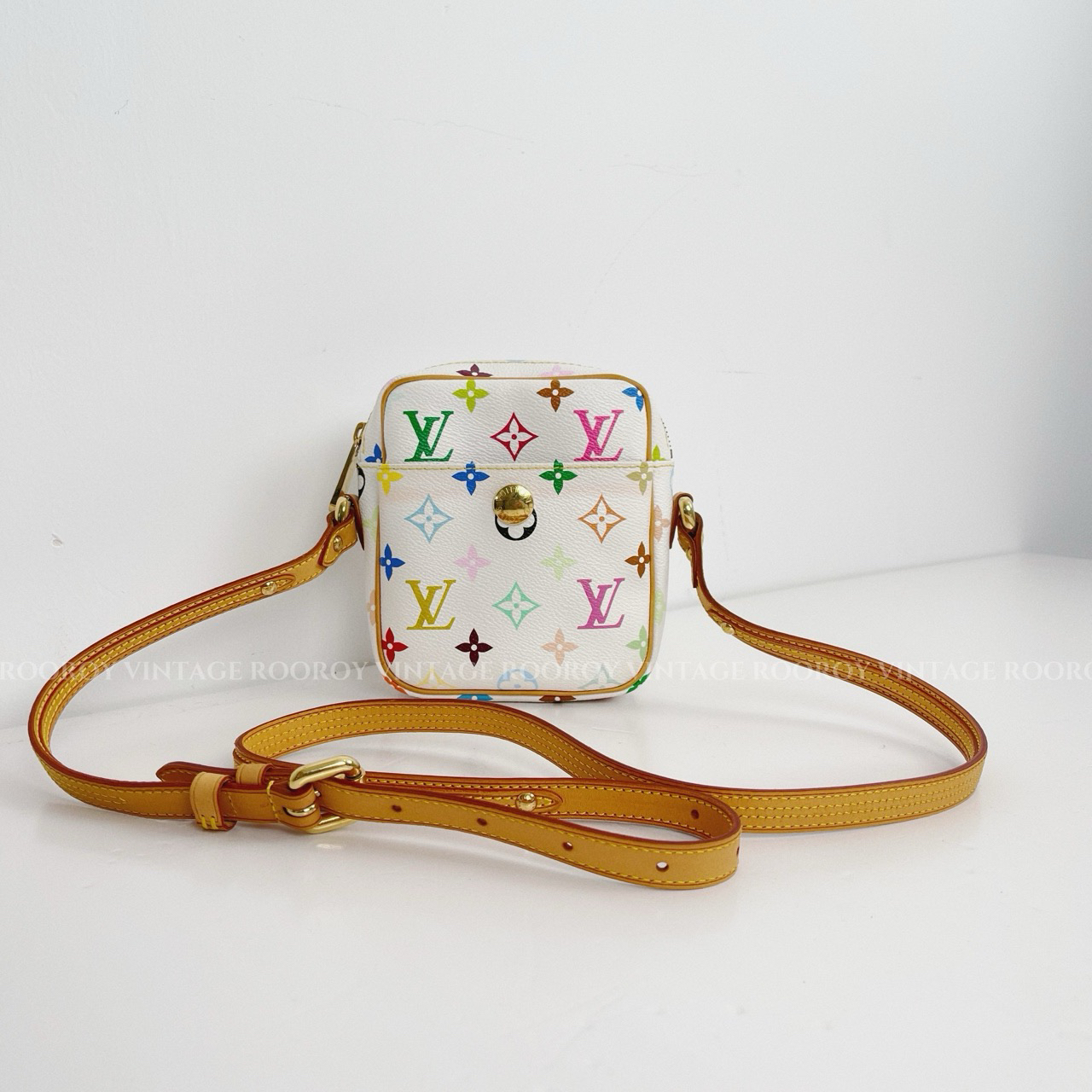 95新 LouisVuitton/路易威登 白三彩斜挎相机包 05年9月/5350