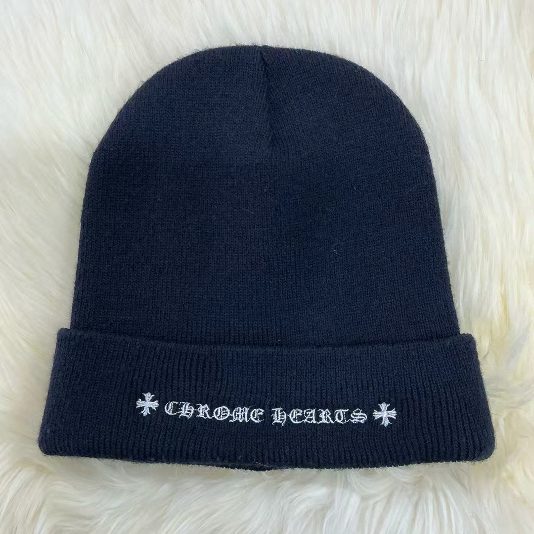 全新未使用 Chrome Hearts/克罗心 羊毛梵文十字花刺绣毛线帽
