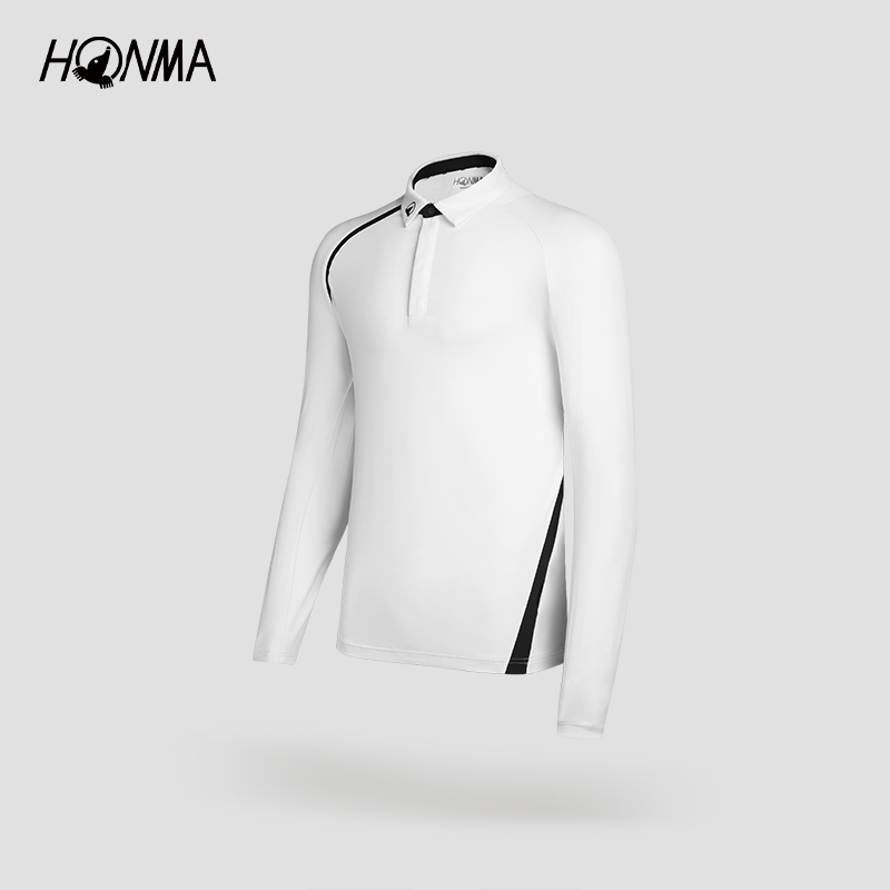 【专业高尔夫】HONMA男士长袖POLO撞色修身干爽微弹透气HMKC705R802
