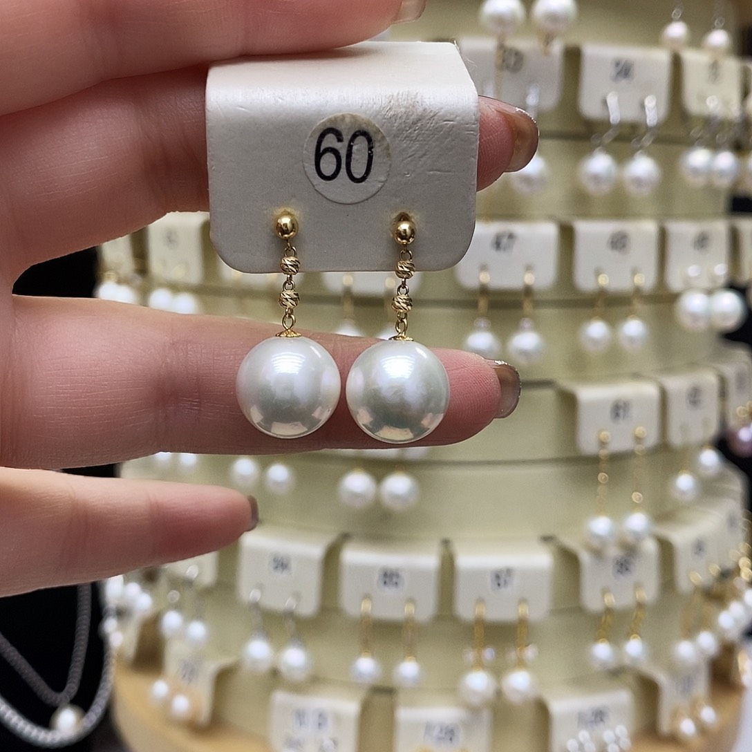 淡水珍珠耳饰18K金镶嵌