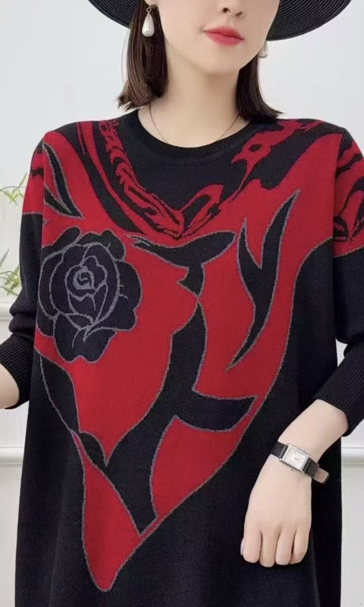 527秋冬长袖中长裙中长款民族风中老年女装休闲风常规圆领时尚风