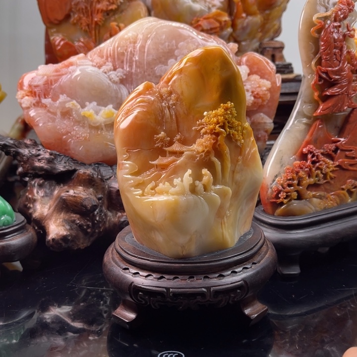 田黄石香山雅聚摆件