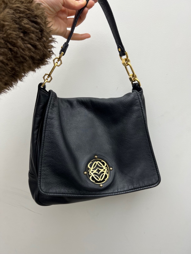 95新 LOEWE/罗意威 觅时/雕花翻盖单肩包/113808