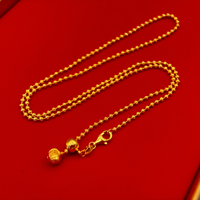 链子足银 Q TY链子 抽拉调节珠珠项链项链