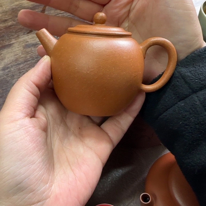 林***华紫砂茶壶矿标降坡明式巨轮壶130毫升左右内推孔