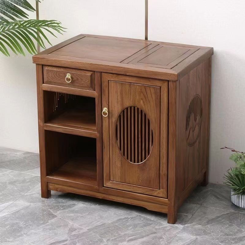 新中式实木茶几茶水柜移动家用烧水小户型客厅水壶榆木一体桌边柜