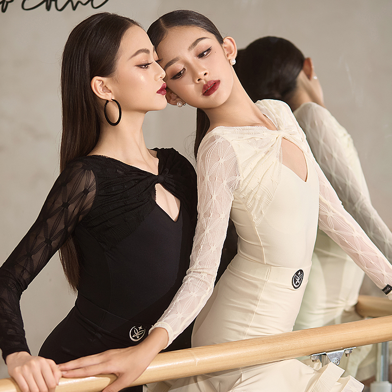 星木漾黑色拉丁舞服「月光心语」秋冬新款镂空设计长袖拉丁舞练功服