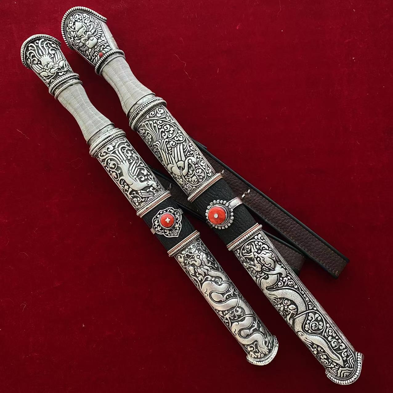 25新款男士藏族特色手工白铜加银腰链挂件简约大气爆款推荐