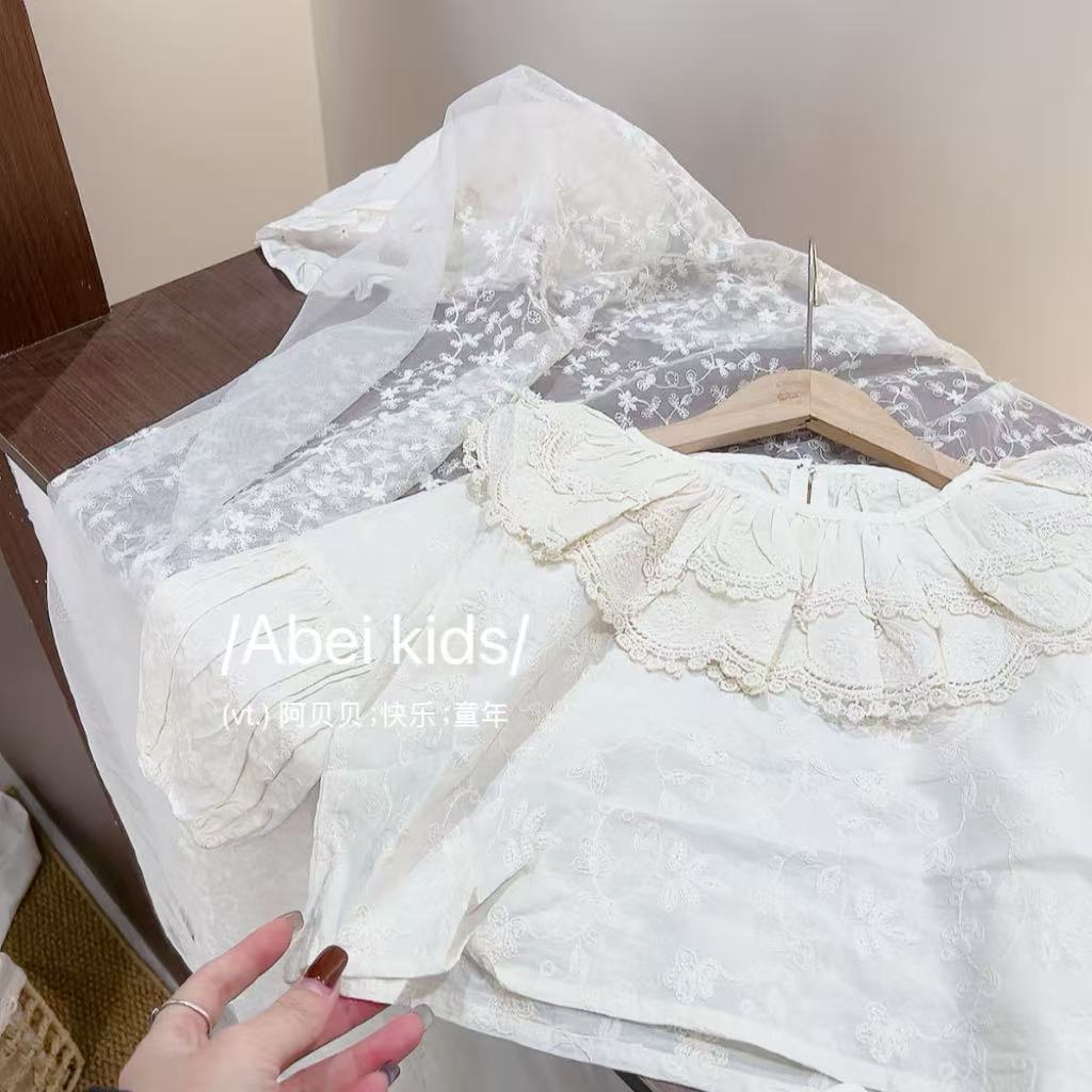【B1】圆丢丢3001重工刺绣春款娃娃衫童装