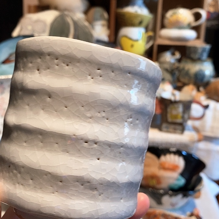 搪瓷粉引大手握杯日本