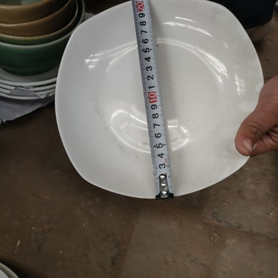 白瓷磁州窑家用8寸方盘四支