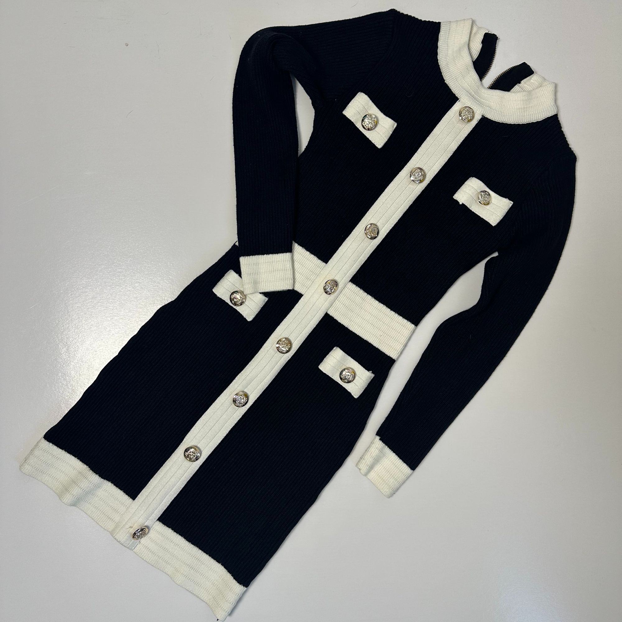 【直播过款专用 勿直接拍】小香风秋冬撞色秋季时尚条纹长袖排扣