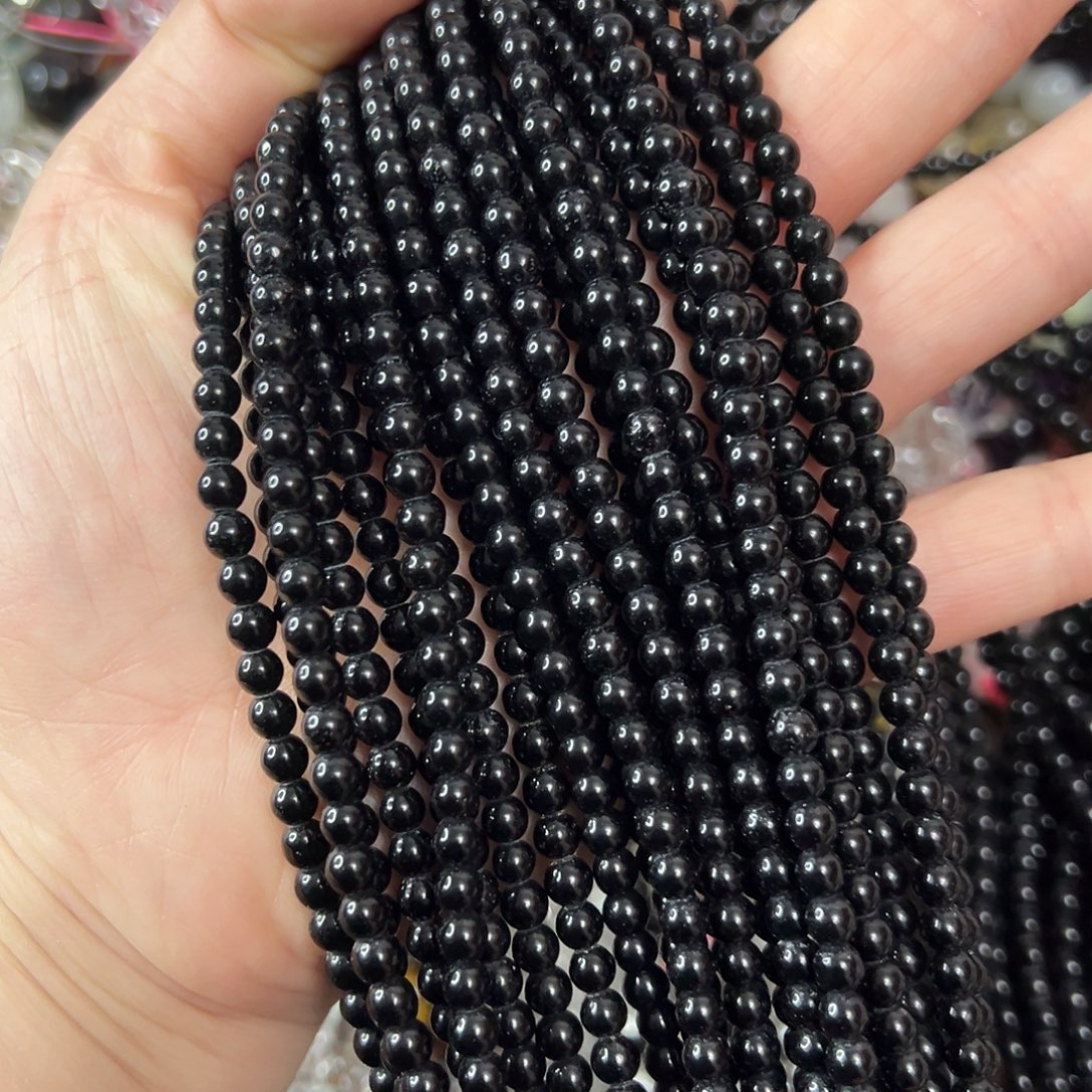 玛瑙/玉髓未镶嵌珠宝半成品，卡4黑玛瑙2条