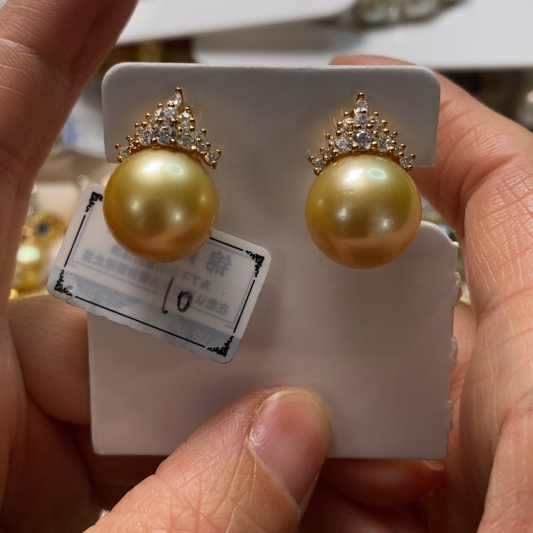 海水珍珠耳饰银S925镶嵌