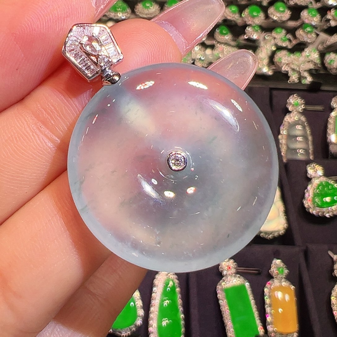 翡翠18K金镶嵌吊坠(不含链)翡翠