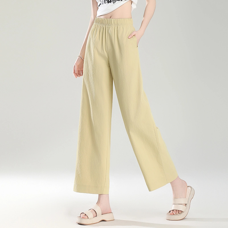 休闲小个子直筒裤女2025年夏季薄款松紧腰时尚简约九分窄版阔腿裤