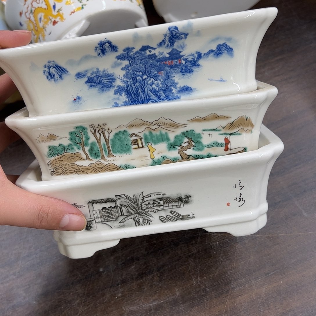 紫砂花盆155号瑕疵3个18/15/6福利介意勿拍里面小裂纹