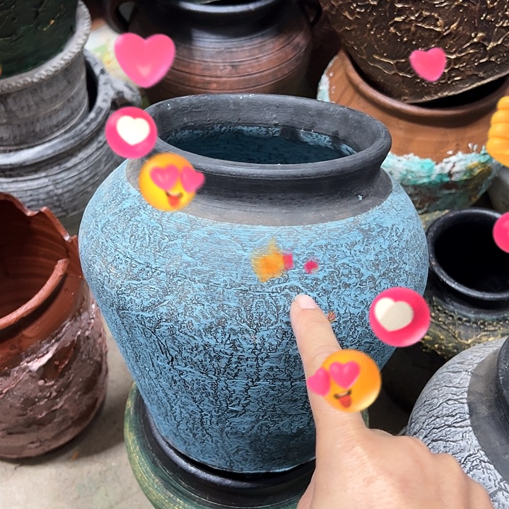 蓝色坛子高20口14默认打孔