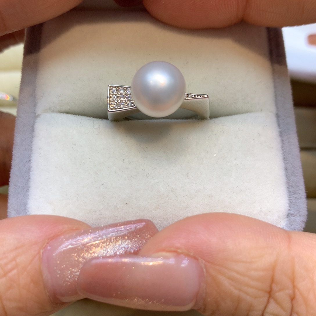 银S925镶嵌戒指海水珍珠