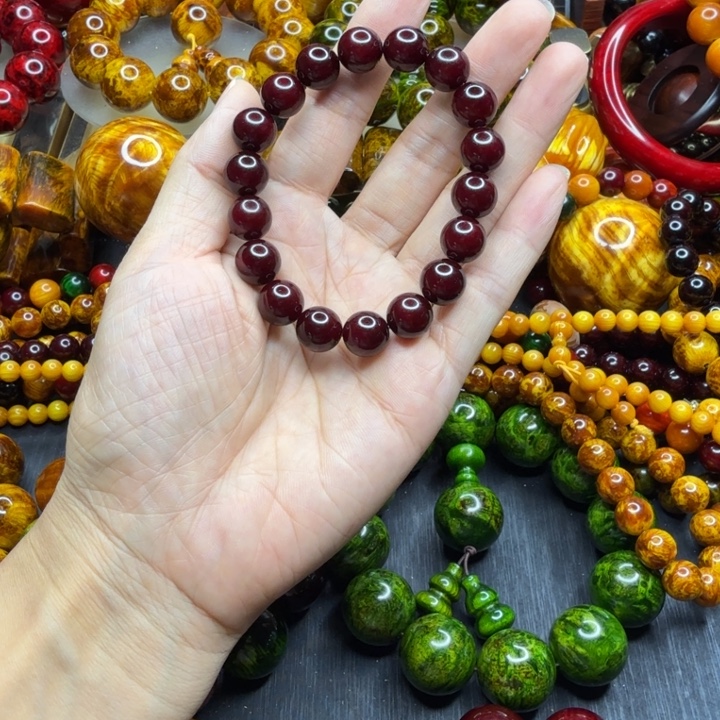 松木琥珀木文玩手串