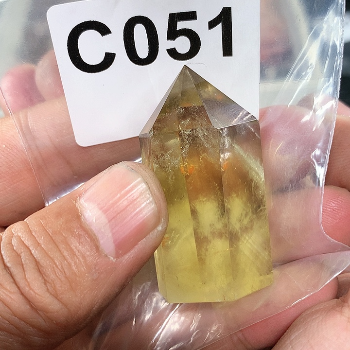 黄晶天然水晶柱子C051未镶嵌不*