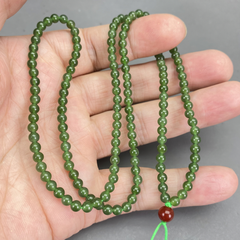 碧玉圆珠卡4毫米配珠适合多种搭配菠菜绿150颗无矿点款叠戴长链