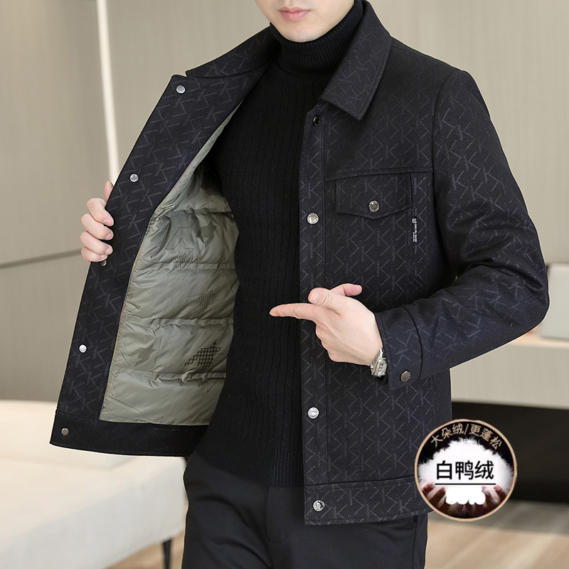 2025新款男士羽绒冬季百搭时尚韩版翻领夹克潮流休闲男外套8352