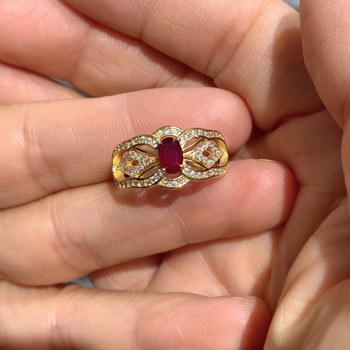 红宝石戒指银S925镶嵌