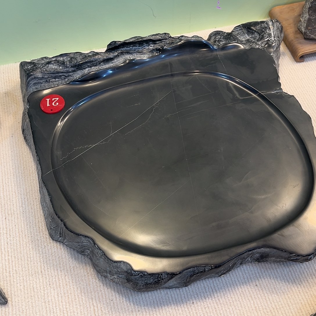 藏***品灵璧石原石砚台摆件