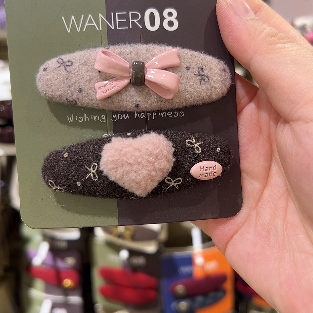 布艺非金属蝴蝶结爱心拜拜夹