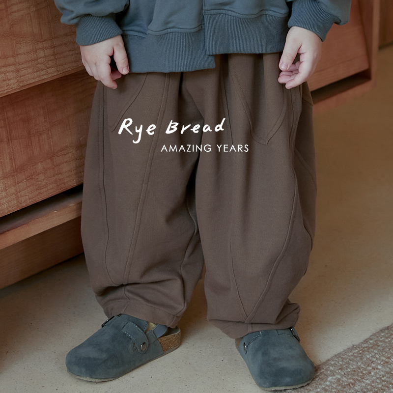 ryebread/黑面包童装 韩系拼接线条男小童宽松中腰休闲裤SA4春秋