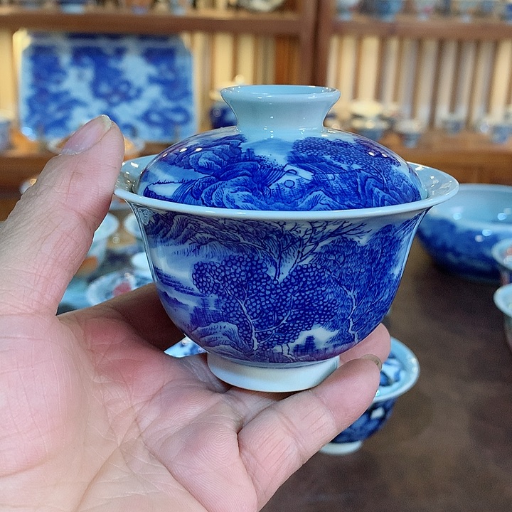 錡镇堂手工手绘盖碗