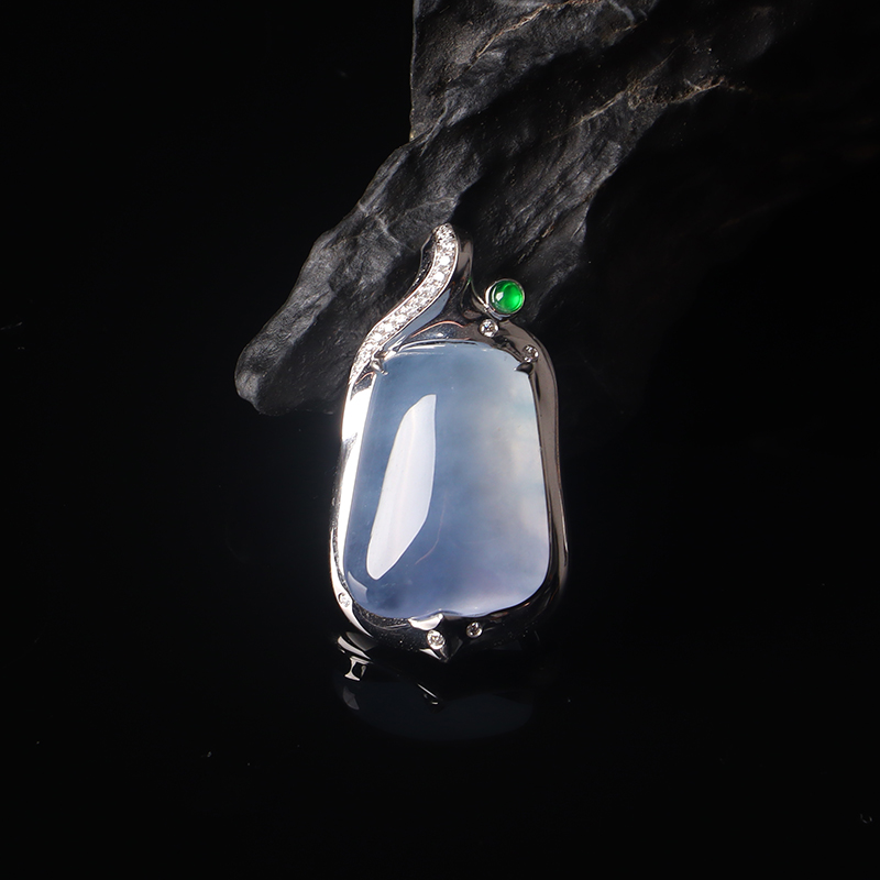 名玉艺术【冰紫幻梦】天然缅甸翡翠 18K金镶嵌 冰紫翡翠吊坠