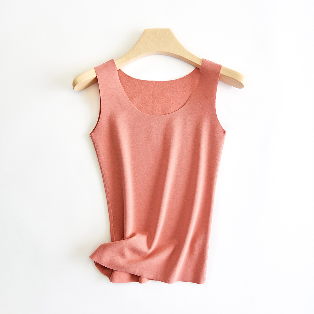 保暖背心女士内衣无痕磨毛加绒棉吊带秋冬圆领修身打底F8001