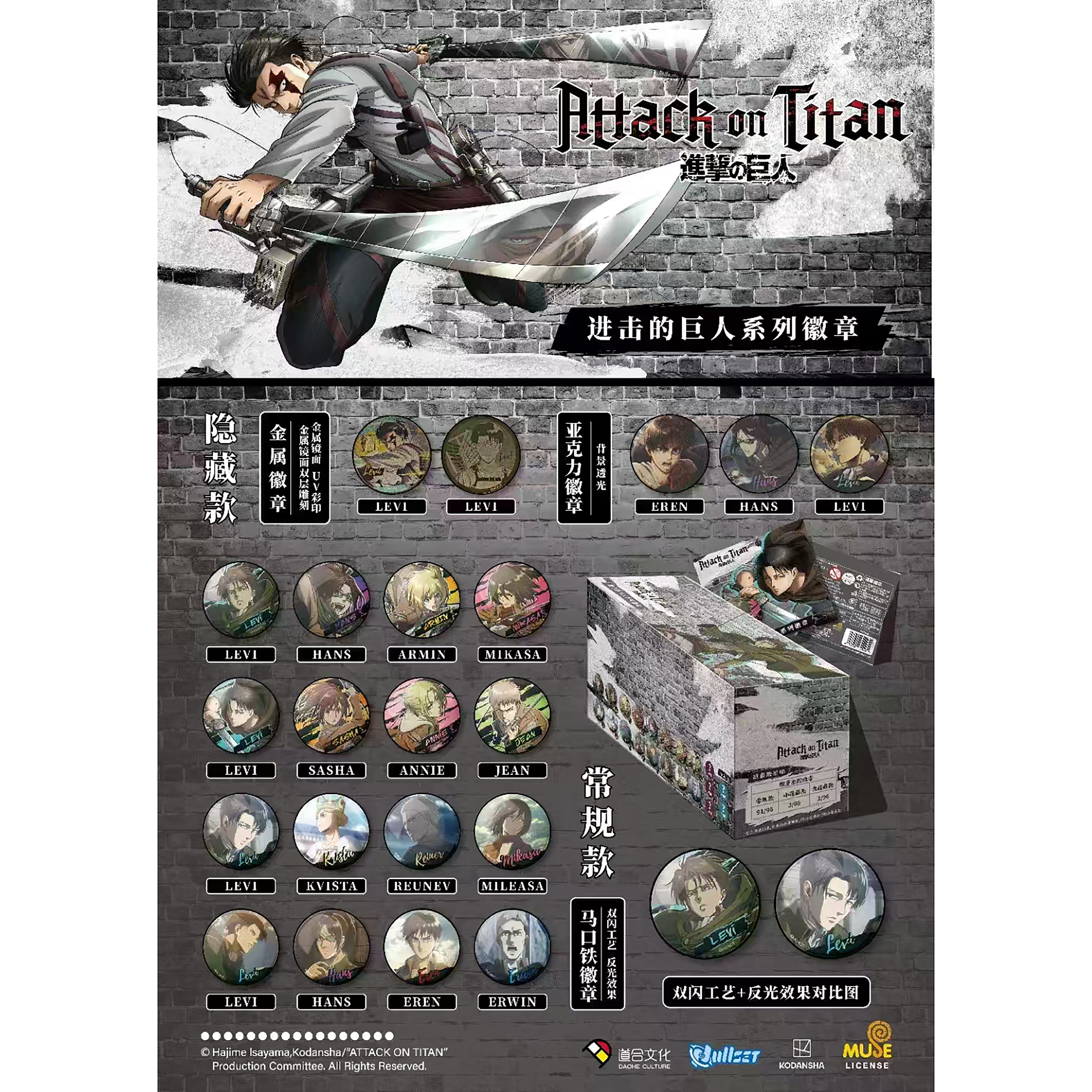  正版国谷《进击的巨人》系列吧唧徽章盲盒 (代拆)（道合文化）