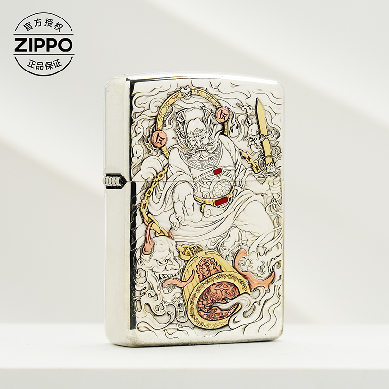 ZIPPO/之宝打火机破法者S925银套壳【伏魔帝君】原装防风机DYJ1-205