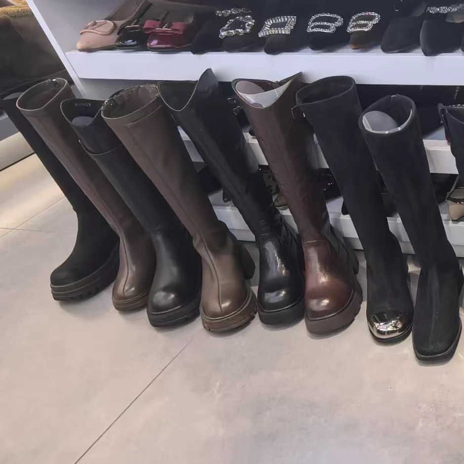 （400-463）显瘦长筒靴女厚底百搭不过膝瘦瘦靴【直播间为准】