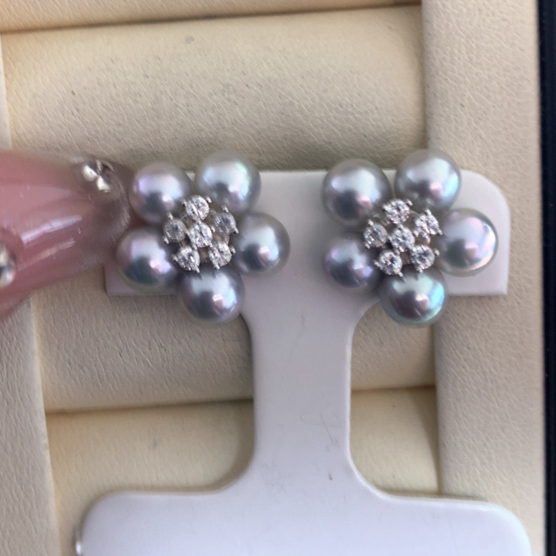 海水珍珠耳饰银S925镶嵌