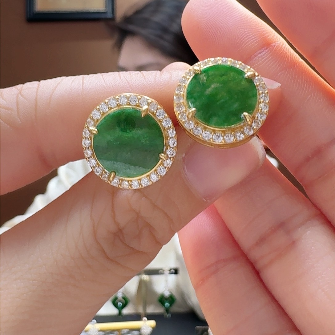 翡翠耳饰银S925镶嵌耳饰12