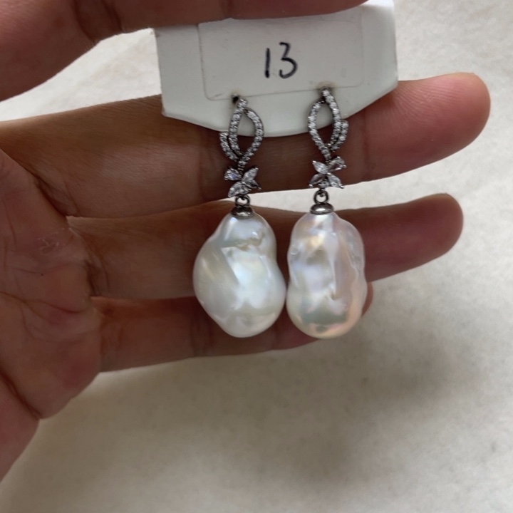 淡水珍珠耳饰银S925镶嵌